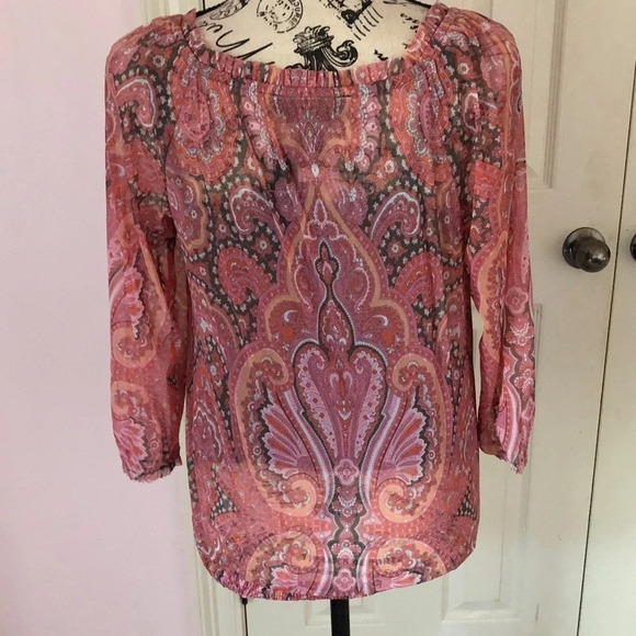 International Concept Boho Sheer Festival Peasant Blouse‎ Small - Picture 3 of 5